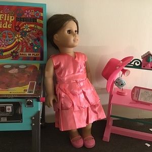Pink V Neck Dress For 18 Inch Doll